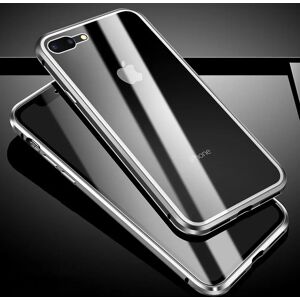 MOBILCOVERS.DK iPhone 8 Plus / 7 Plus 360 Grader Magnetisk Cover m. Glasforside & Bagside - Sølv / Sort