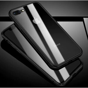 MOBILCOVERS.DK iPhone 8 Plus / 7 Plus 360 Grader Magnetisk Cover m. Glasforside & Bagside - Sort