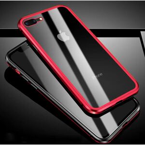 MOBILCOVERS.DK iPhone 8 Plus / 7 Plus 360 Grader Magnetisk Cover m. Glasforside & Bagside - Rød / Sort