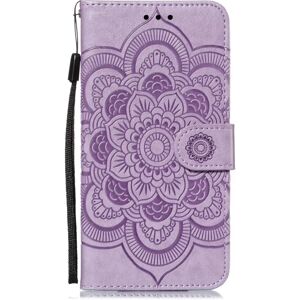 MOBILCOVERS.DK iPhone 11 Læder Cover m. Pung Sun Mandala Flower Pattern Imprint Lilla