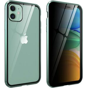 MOBILCOVERS.DK iPhone 11 360° Magnetisk Cover m. Glas Bagside og Forside m. Privacy Funktion - Grøn