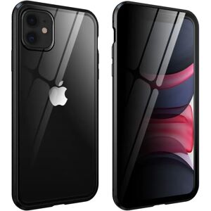 MOBILCOVERS.DK iPhone 11 360° Magnetisk Cover m. Glas Bagside og Forside m. Privacy Funktion - Sort