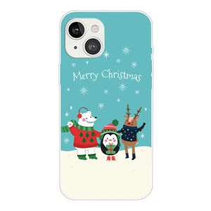 MOBILCOVERS.DK iPhone 13 Fleksibelt Plast Julecover - Merry Christmas - Venner i Sneen