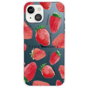MOBILCOVERS.DK iPhone 14 Plus Fleksibel Cover i TPU Plast - Gennemsigtig m. Jordbær