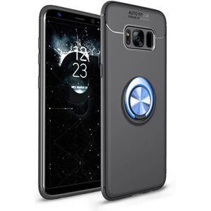 MOBILCOVERS.DK Samsung Galaxy S8 Fleksibelt Cover m. Magnetisk Ring Kickstand - Sort m. Blå Ring