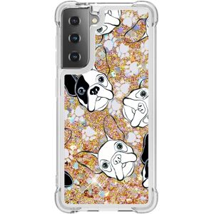 MOBILCOVERS.DK Samsung Galaxy S21+ (Plus) Plastik Cover m. Vandfald Glitter Effekt - Hunde