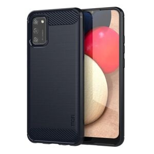 Samsung Galaxy A02s Mofi Brushed Carbon Fiber Fleksibelt Plastik Cover - Mørkeblå