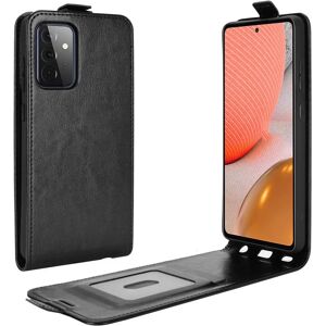 MOBILCOVERS.DK Samsung Galaxy A72 (4G / 5G) Vertikalt Flip Læder Cover m. Kortholder - Sort