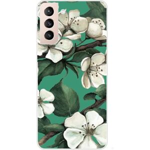 MOBILCOVERS.DK Samsung Galaxy S22 Fleksibelt Plastik Cover - Hvide Blomster