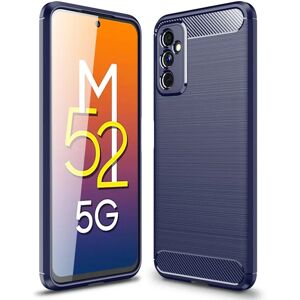 MOBILCOVERS.DK Samsung Galaxy M52 (5G) Brushed Carbon Cover - Blå