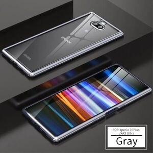 MOBILCOVERS.DK Sony Xperia 10 Plus Cover m. Metal Bumper & Glasbagside - Grå