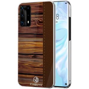 Huawei P40 Pro Pinwuyo Wood Grain Style Cover - Brun