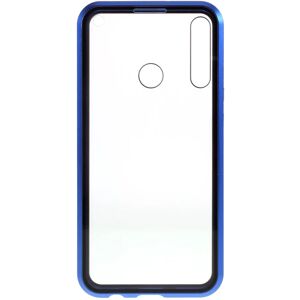 MOBILCOVERS.DK Huawei P40 Lite E Magnetisk Cover m. Privacy, Glas Bagside og Forside - Sort / Blå