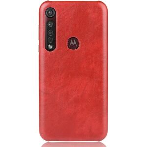 MOBILCOVERS.DK Motorola Moto G8 Plus Litchi Grain Læderbetrukket Plastik Cover - Rød