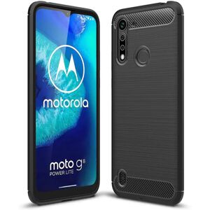 MOBILCOVERS.DK Motorola Moto G8 Power Lite Brushed Carbon Fibre Fleksibelt Plast Cover - Sort