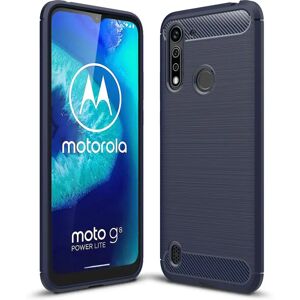 MOBILCOVERS.DK Motorola Moto G8 Power Lite Brushed Carbon Fibre Fleksibelt Plast Cover - Mørkeblå