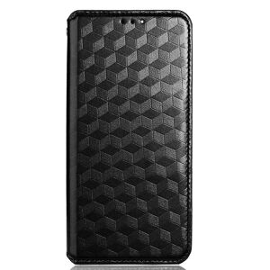 MOBILCOVERS.DK Alcatel 1S (2021) / 3L (2021) Læder Flip Cover m. Pung - Rhombus - Sort