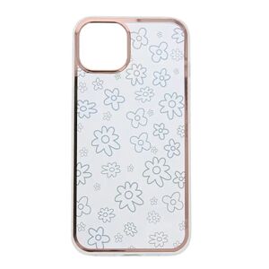 MOBILCOVERS.DK iPhone 14 Pro Hybrid Plastik Cover m. Holografisk Print - Blomster Motiv - Gennemsigtig