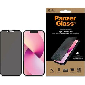 iPhone 13 Mini PanzerGlass AntiBacterial Edge-to-Edge Skærmbeskyttelse - Case Friendly - Privacy - Sort Kant