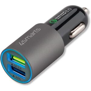 4smarts Rapid 18W QC Hurtig Biloplader - 2 x USB-A - Grå