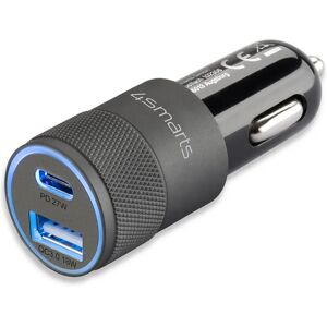 4smarts Rapid+ Hurtig Biloplader 27W PD / 18W QC - 1x Usb-A 1x Usb-C - Sort