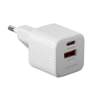 4smarts 20W Vægoplader m. 1x USB-A / 1x USB-C - Hvid