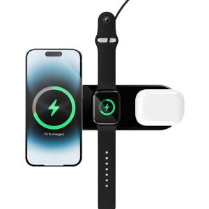 VONMÄHLEN Aura Home 3-in-1 Trådløs Oplader til Smartphone, Apple Watch & AirPods - MagSafe Kompatibel - Sort