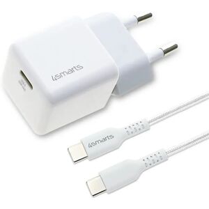 4smarts VoltPlug Mini PD 30W USB-C GaN Vægoplader m. USB-C Kabel - Hvid