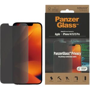 iPhone 14 / 13 / 13 Pro PanzerGlass AntiBacterial Classic Fit Skærmbeskyttelse - Privacy - Platinum Strength - Gennemsigtig