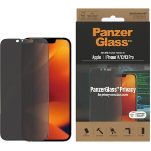 iPhone 14 / 13 / 13 Pro PanzerGlass AntiBacterial Ultra Wide Fit Skærmbeskyttelse - Privacy - Diamond Strength - Gennemsigtig