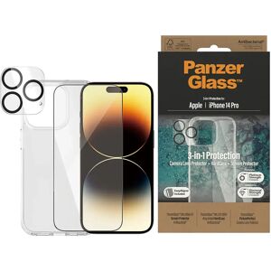 iPhone 14 Pro PanzerGlass 3-i-1 Bundle m. EasyAligner - Cover / Skærmbeskyttelse (UWF) / Kamerabeskyttelse - Gennemsigtig