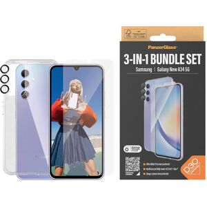 Samsung Galaxy A35 (5G) PanzerGlass 3-i-1 Bundle m. EasyAligner - D3O Bio Hardcase Cover / Skærmbeskyttelse (UWF) / Hoops Kamerabeskyttelse - Gennemsigtig / Sort