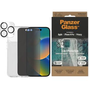 iPhone 14 Pro PanzerGlass 3-i-1 Bundle m. EasyAligner - Privacy Skærmbeskyttelse (UWF) / Cover / Kamerabeskyttelse - Gennemsigtig