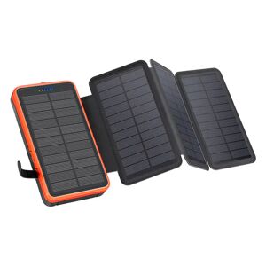 Lippa Foldbar Solcelle PowerBank 10.000 mAh 10.5W 2 x USB-A m. Lommelygte - Sort / Orange
