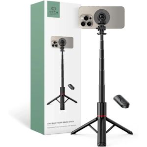 Tech-Protect L06S Kompakt Selfiestang m. Tripod & Bluetooth - MagSafe Kompatibel - Sort