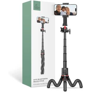 Tech-Protect L07S Kompakt Selfiestang m. Fleksibel Tripod & Bluetooth - Sort