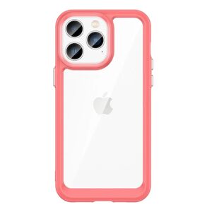 MOBILCOVERS.DK iPhone 14 Pro Max Hybrid Plastik Cover - Gennemsigtig / Rød