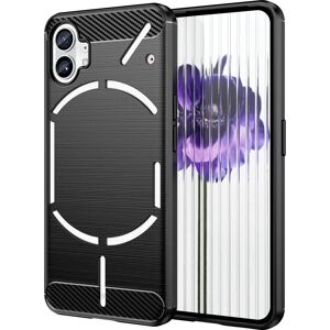 MOBILCOVERS.DK Nothing Phone (1) Brushed Carbon Fiber TPU Plast Cover - Sort