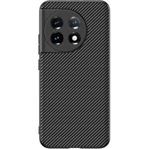 MOBILCOVERS.DK One Plus 11 Carbon Fiber Læderbetrukket Cover - Sort / Grå