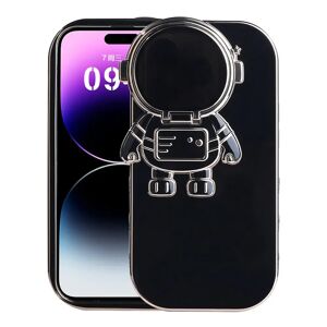 MOBILCOVERS.DK iPhone 14 Pro Fleksibel Plastik Cover m. 3D Astronaut Figur og Kamera Beskyttelse - Sort / Guld
