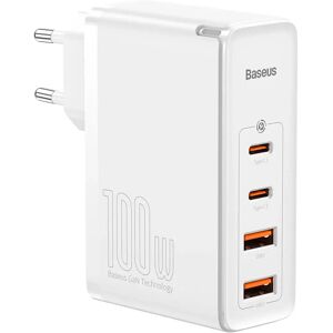 Baseus 100W PD GaN² Pro Fast Charger - Vægoplader m. 2 x USB-C & 2 x USB-A - Hvid