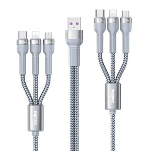 Remax RC-124 Jany Series 12W Multikabel 6-i-1 USB-A Til 2 x USB-C / Micro USB / Lightning 2m - Sølv