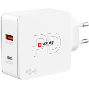 Skross Multipower 2 Pro+ PD 48W Vægoplader m. USB-C og USB-A - Hvid