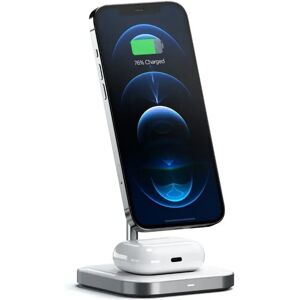 Satechi 15W Magnetic 2-in-1 Wireless Charging Stand - MagSafe Kompatibel - Hvid