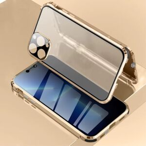 MOBILCOVERS.DK iPhone 13 Pro Max Magnetisk Cover m. Privacy, Glas Bagside og Forside - Guld