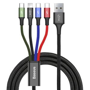 Baseus Rapid Series 4-i-1 USB-C (2 stk) / Lightning / Micro USB 3.5A Kabel 1.2m.
