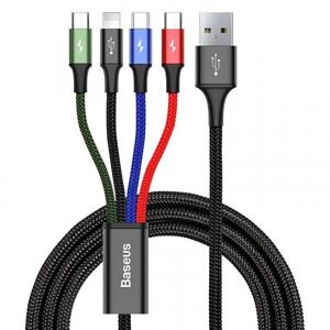 Baseus Rapid Series 4-i-1 Lightning / Micro USB (2stk) / USB-C 3.5A Ladekabel - 1.2 meter