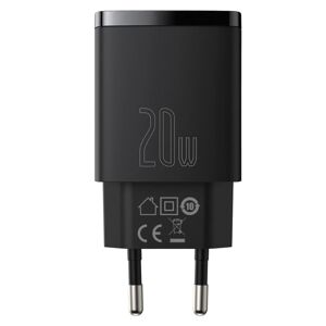 Baseus Compact 20W Vægoplader USB-C / USB-A Quick Charge - Sort