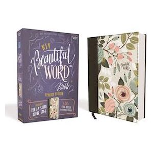 Zondervan Niv, Beautiful Word Bible, Updated Edition, Peel/stick Bible Tabs, Cloth Over Board, Multi-Color Floral, Red Letter, Comfort Print