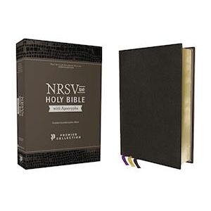 Zondervan Nrsvue, Holy Bible With Apocrypha, Premium Goatskin Leather, Black, Premier Collection, Art Gilded Edges, Comfort Print
